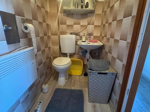 un piccolo bagno con un water e un lavandino di Plesivica Hillside HolidayHome Hot-Tub - 1 Bedroom a Jastrebarsko