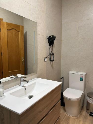 a bathroom with a sink and a toilet at Residencial Los Robles in Arroyo Frio