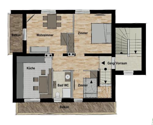 a floor plan of a house at Ferienwohnungen Roko in Imming