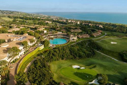an aerial view of the golf course at the resort at The Resort at Pelican Hill in Crystal Cove