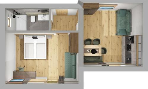 a rendering of a room with wooden walls at die Harmonie in Nauders