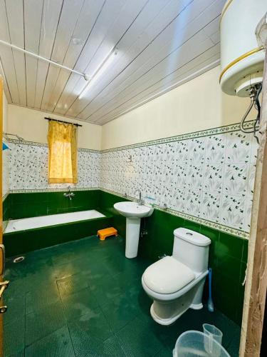 a bathroom with a toilet and a sink and a tub at Cliff View Residency Lachung in Lachung