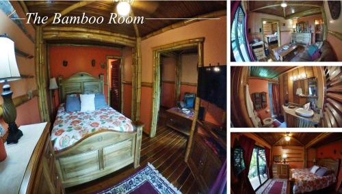 a collage of four pictures of a bed in a room at Hidden Paradise Belize in White Hill