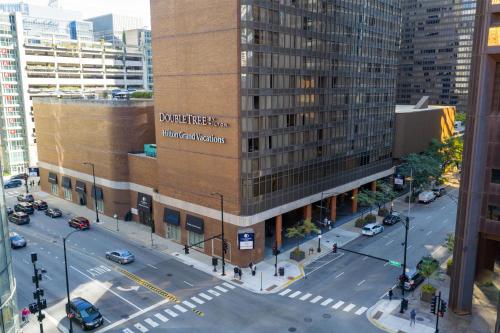 an overhead view of a city street with a building at DoubleTree by Hilton Chicago Magnificent Mile in Chicago