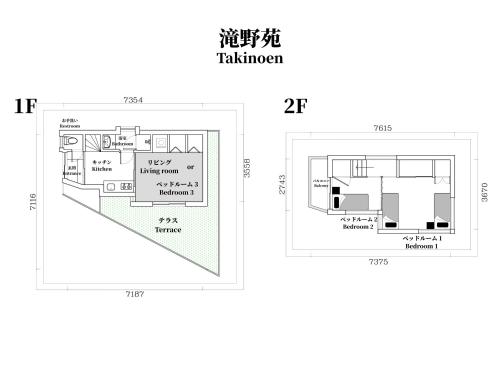 a floor plan and a plan of a house at 7時IN19時OUT # 池袋王子赤羽駅無料送迎 # テラスハウス # 駅近10分 # 上野駅電車12分 # 最大7名 # 7 00 IN19 00 OUT # Free pick-up at Ikebukuro, Oji, and Akabane Stations # Terrace House # 10 min to station # 12 min to Ueno # Max 7 in Tokyo