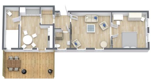 aometric view of a floor plan of a room at Hof Steinhütten Boutique Apartments in Westerhever