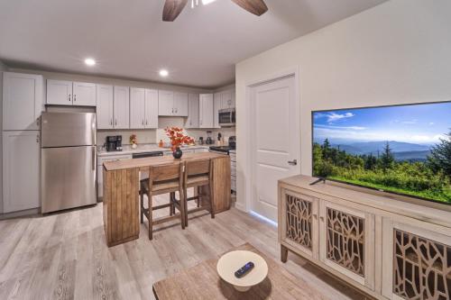 a kitchen with a large flat screen tv at The Ruby 310 By Avada Properties in Pigeon Forge