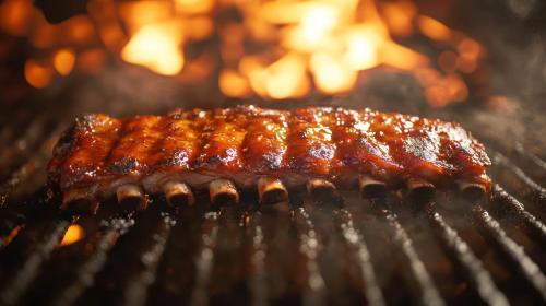 a piece of meat is cooking on a grill at Ferryboat Inn in Pangbourne