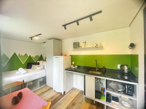 Η κουζίνα ή μικρή κουζίνα στο Container Climatizado com deck em frente ao Parque do Passaúna by Tiny House Passaúna