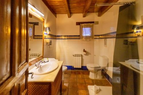 un baño con lavabo e inodoro en Hospedium Hostería Rural Isabel La Católica, en Aranda de Duero