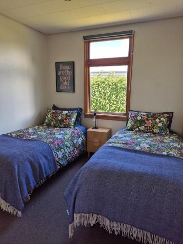 a bedroom with two beds and a window at McKerrow St - 2 in Te Anau