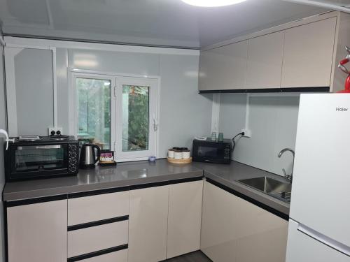 Η κουζίνα ή μικρή κουζίνα στο Sleeps 3 to 4 - - 200m from beach