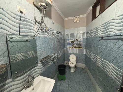 Un baño con lavabo e inodoro en Apple Nest Villa, en Chandīgarh