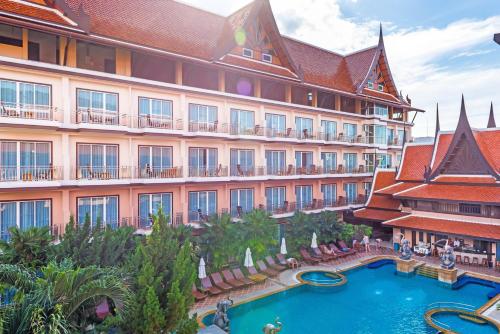 an overhead view of a hotel with a swimming pool at Nipa Resort, Patong Beach - SHA Extra Plus in Patong Beach