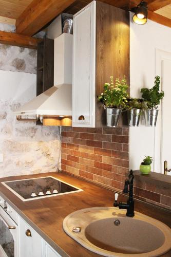 a kitchen with a sink and a counter top at Holiday Home Cvita in Lozovac
