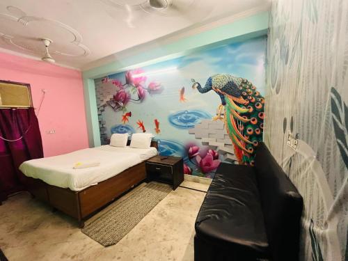 Postel nebo postele na pokoji v ubytování Hotel Blue Light - Sakrt Metro