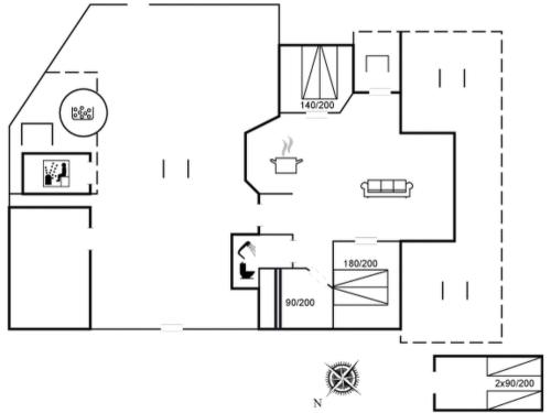 a drawing of a floor plan of a house at Holiday Home Neli - 850m to the fjord by Interhome in Storvorde