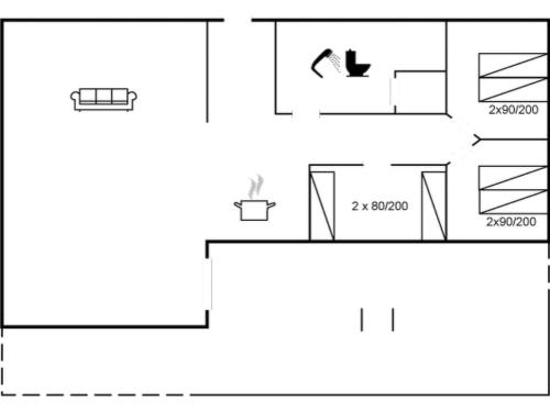 a schematic diagram of a room with a counter at Holiday Home Amine - 300m to the fjord by Interhome in Skjern