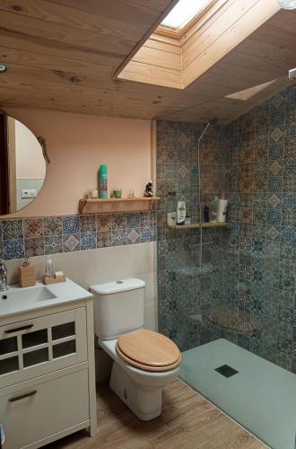 a bathroom with a toilet and a sink at Casa rural TIO PEDRITO in Robledillo