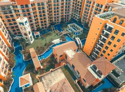 an aerial view of a city with tall buildings at Venetian Signature Condominium in Jomtien Beach