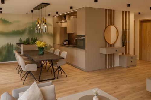 Kuchyň nebo kuchyňský kout v ubytování Ferienwohnung Tenne - Weissnhof