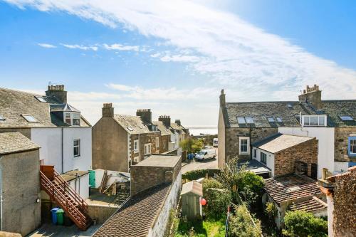 an aerial view of a town with houses at The Net Loft in Anstruther