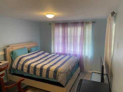 a bedroom with a bed and a desk and a television at Cozy Studio in Quiet Neighborhood in Bradenton