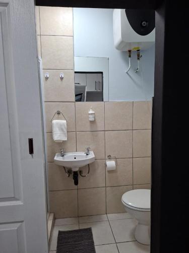 a bathroom with a sink and a toilet at Grace Villas 31 in East London