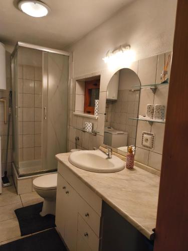 a bathroom with a sink and a toilet at Ubytovanie Hrabiny in Sučany