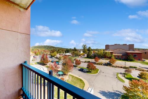 a balcony with a view of a parking lot at Chula Vista Resort Condo # 2520 in Wisconsin Dells