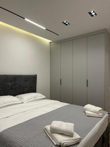 Katil atau katil-katil dalam bilik di Gjilan Center Apartment