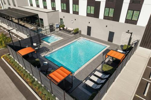 an overhead view of a swimming pool on a building at Fairfield Inn & Suites by Marriott Chilliwack in Chilliwack