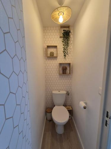 un piccolo bagno con servizi igienici e luce di Appartement La Pergola a La Grande-Motte