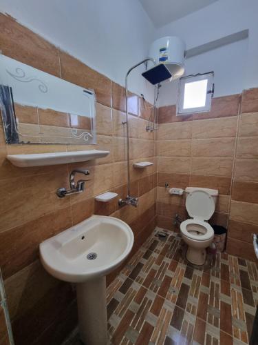 een badkamer met wastafel en toilet bij Palm Apartments Siwa in Siwa