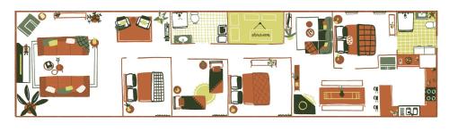 planta de una casa con muebles en The Ridge House - Stylish Gippsland Getaway, en Yarragon