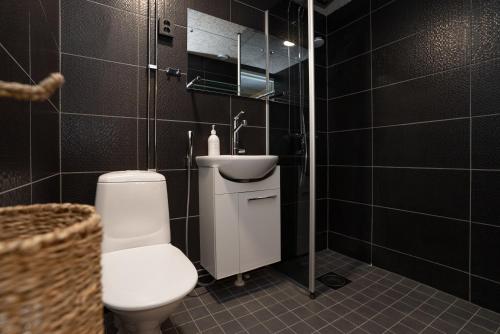 ヨエンスーにあるOmena Hotel Joensuuのトイレと洗面台付きのバスルーム