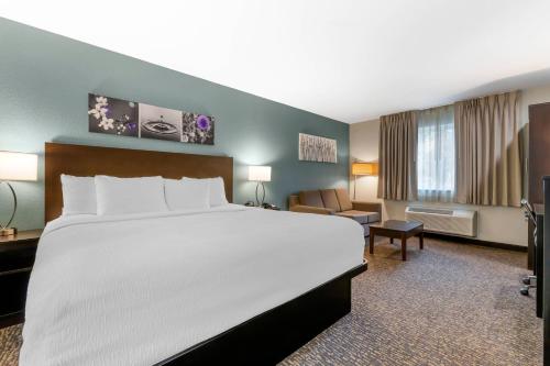 a large white bed in a hotel room at Sleep Inn & Suites Wisconsin Dells - Lake Delton in Wisconsin Dells