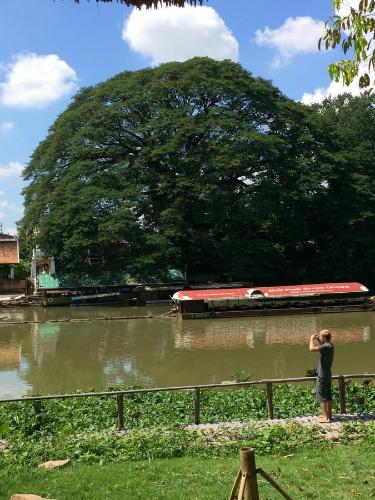 a man taking a picture of a train by a river at Mapping Hostel in Chiang Mai