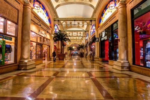an empty shopping mall with stained glass windows at Tropicana Atlantic City, A Caesars Destination in Atlantic City