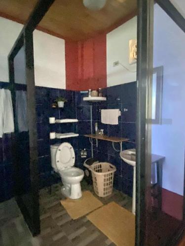 a bathroom with a toilet and a sink at Pirate Galeon Resort in Carcar