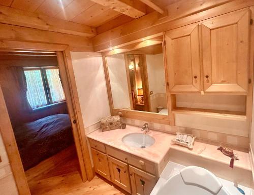 ein Badezimmer mit Waschbecken und Toilette in einem Zimmer in der Unterkunft Ca' Letizia in San Vito di Cadore