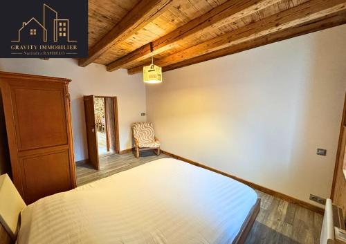 Postel nebo postele na pokoji v ubytování Spacieux T2 avec jardin - Marignier