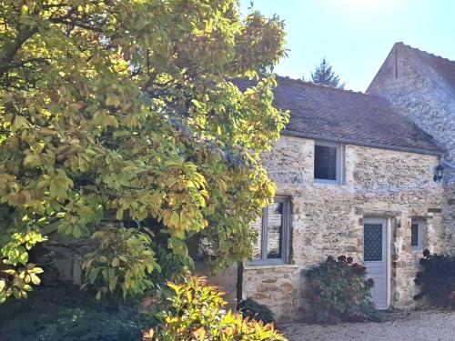 a stone house with a tree in front of it at Meulière de Charme in Maincy