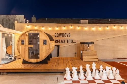 a chess board and a building with a chess board and a chess board at The Cowboy Social Unit 9 in Williams