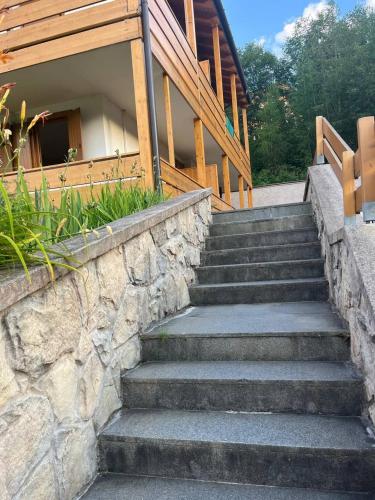 a set of stairs in front of a house at Antelao Appart in Masariè