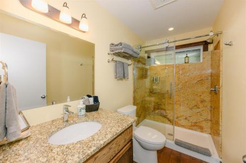 ein Badezimmer mit Waschbecken und Dusche in der Unterkunft Similkameen Valley Resort in Cawston