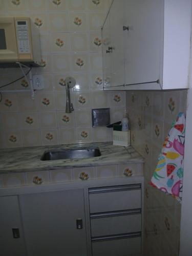 a kitchen counter with a sink and a microwave at Ita Green in Teresópolis