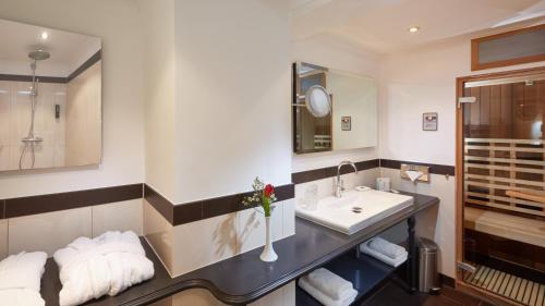 a bathroom with a sink and a mirror at Schloss Reinach in Freiburg im Breisgau