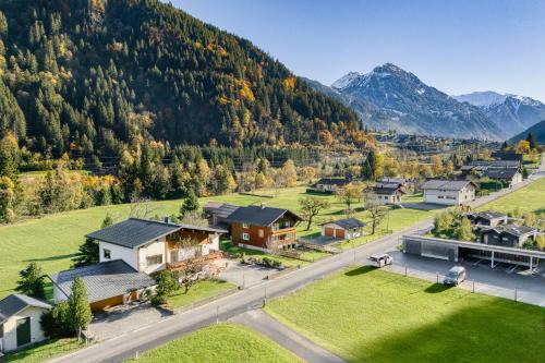 an aerial view of a village in the mountains at Haus Galgenul by A-Appartments in Galgenul