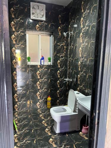 a bathroom with a toilet and a sink at Cozy Villa's in Rawalpindi